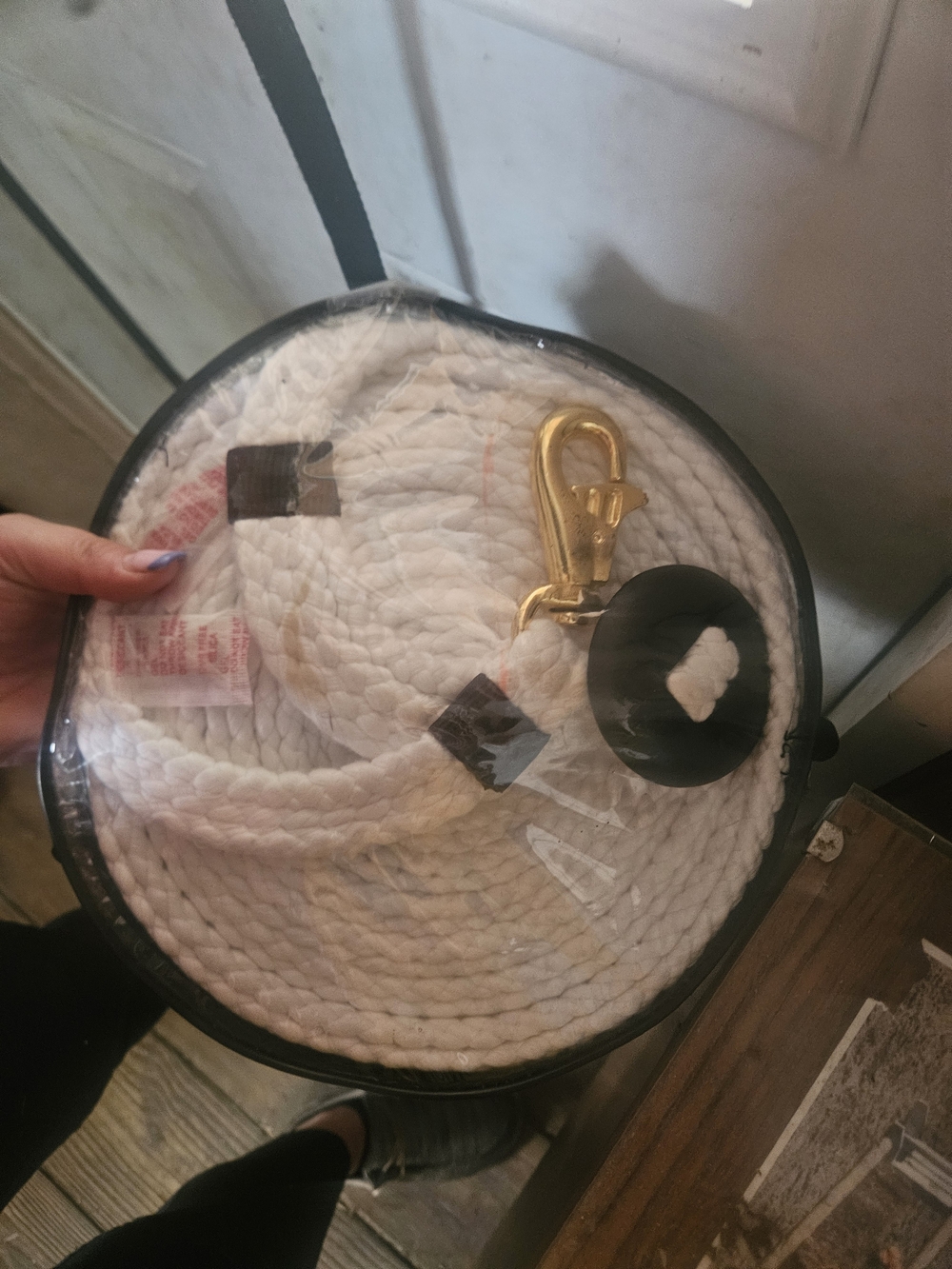NEW White Cotton Lunge Line with Gold Clip